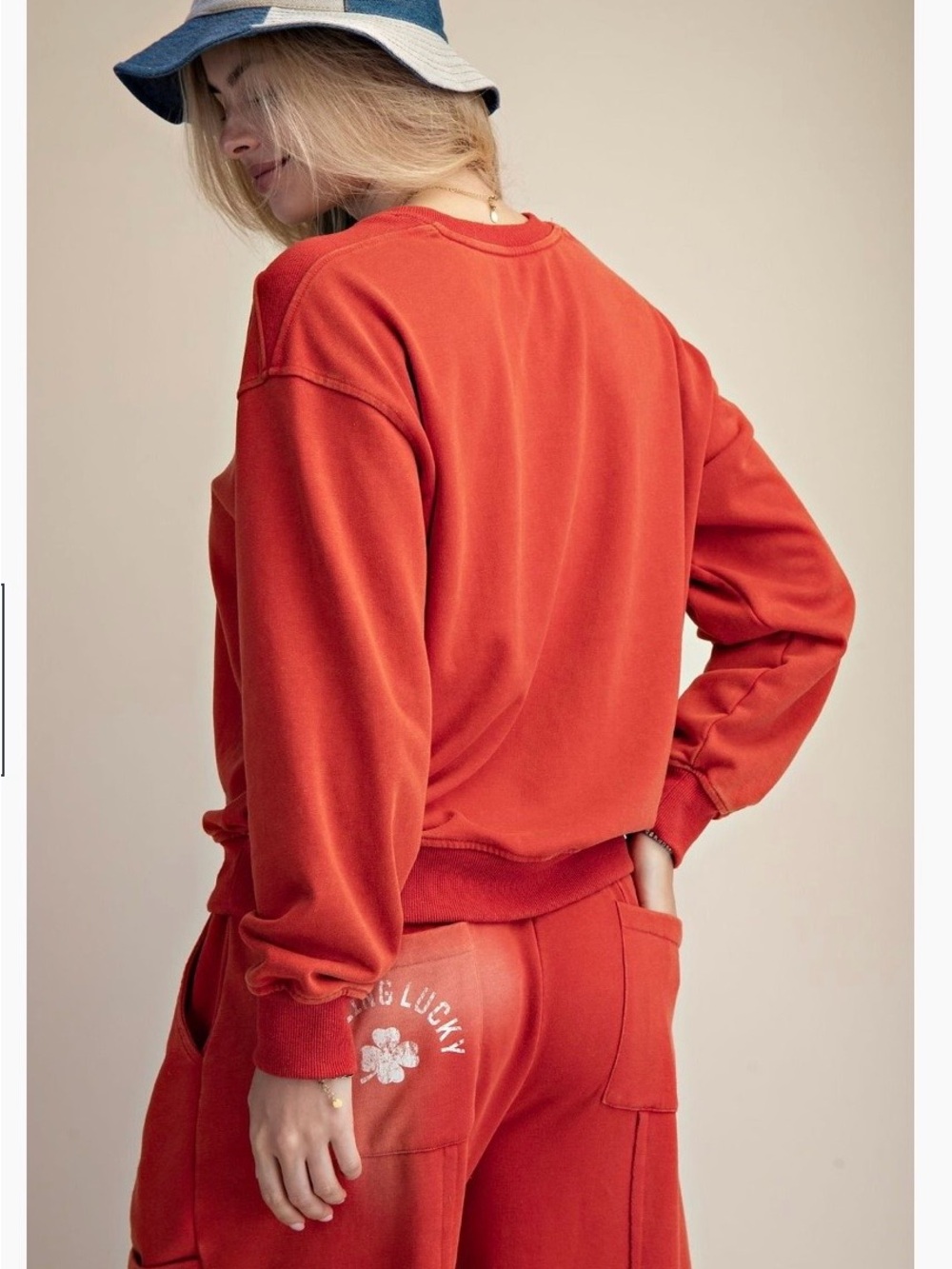 Easel Feeling Lucky Red Lounge Sweatshirt & Joggers Set - Picture 6 of 6